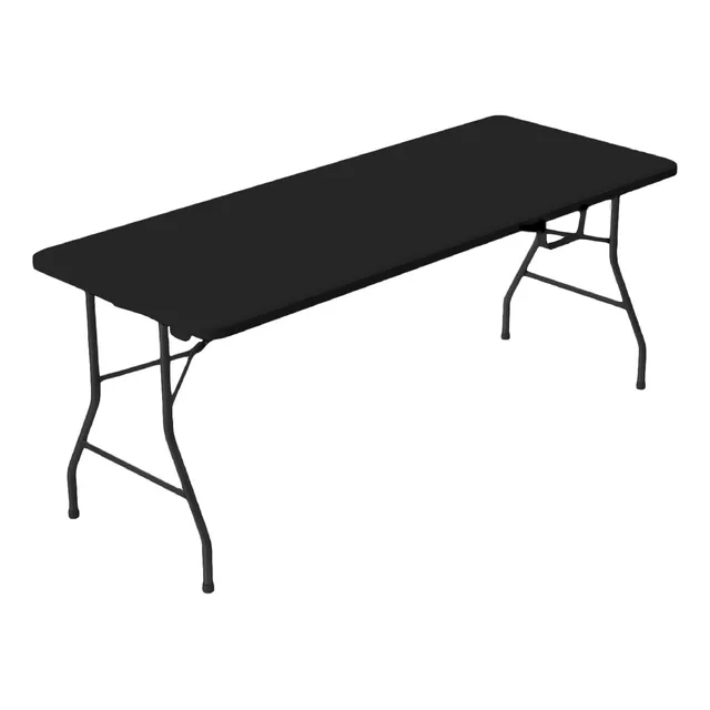 Mesa Cuory Plegable Plástico Tipo Portafolio 1.80m Portátil Jardín Color Negro