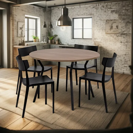 Mesa De Comedor Magnolia Redonda Con 4 Sillas Rio