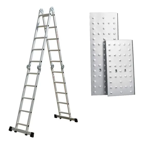 Escalera Andamio Aluminio 3.4 Mts 12 Escalones + Chapones