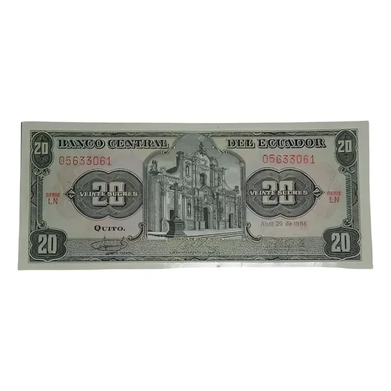 Billete De Colección 20 Sucres Ecuador