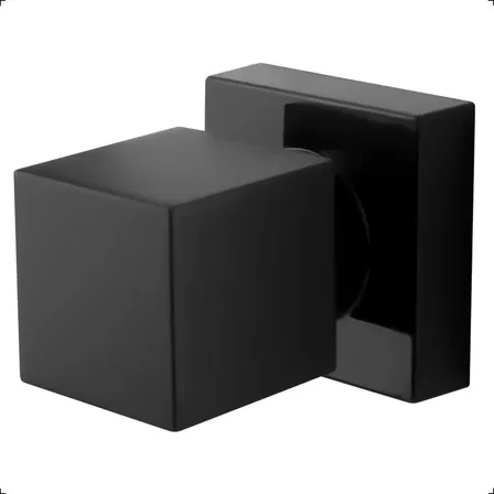 Acabamento Para Registro Chuveiro Base Deca Padrão 16 Estrias Para Gaveta Ou Pressão Compatível 1/2 ou 3/4 Quadrado Fit Preto Fosco Black Matte Aromatec