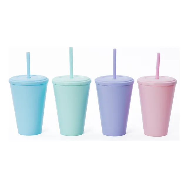 10 Vasos Con Tapa Y Sorbete Grandes 420ml Souvenir Colores
