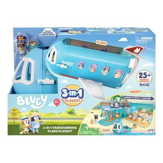 Bluey Avión De Bluey 3en1 Vacaciones Familia Playset Bandai
