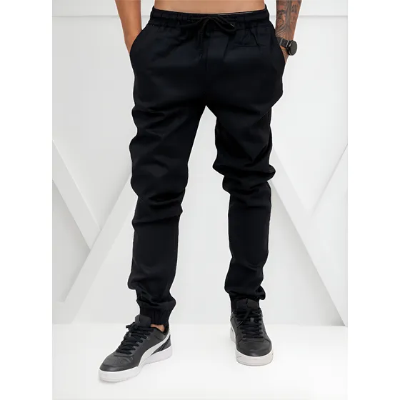 Calças Jeans Camuflada Masculina Jogger Com Punho Elastico