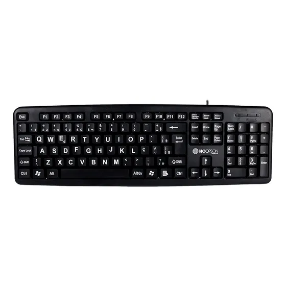Teclado Usb Office Com Fio Teclas Grandes - Hoopson Cor de teclado Preto Idioma Português Brasil
