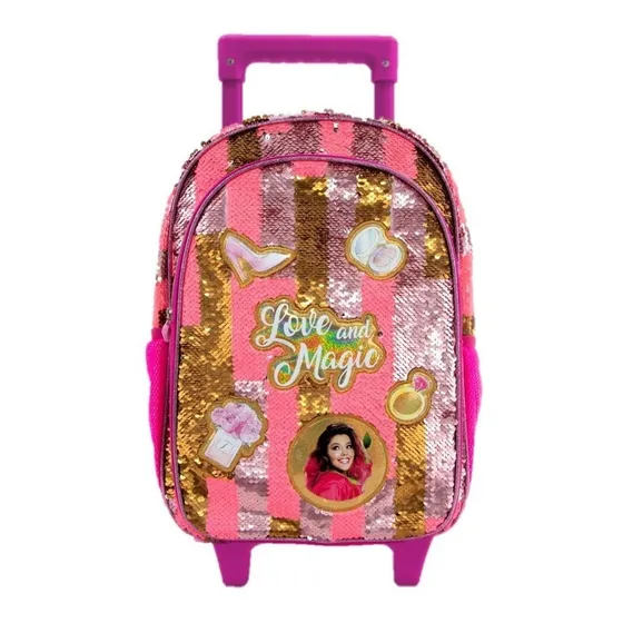 Mochila Polinesios Leslie Primaria Con Carro Ad715 Color Rosa Diseño De La Tela Poliéster
