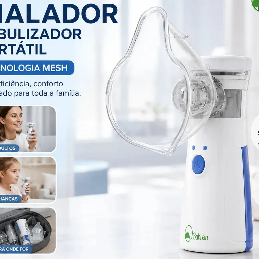Inalador Nebulizador Portátil Bahrein Usb Pilha Cor Azul Silencioso Aparelho Inalação Compacto Mesh Bivolt Nebulizador Com Rede Vibratoria Aparelho Para Inalacao Inalador Silencioso Aparelho Inalador