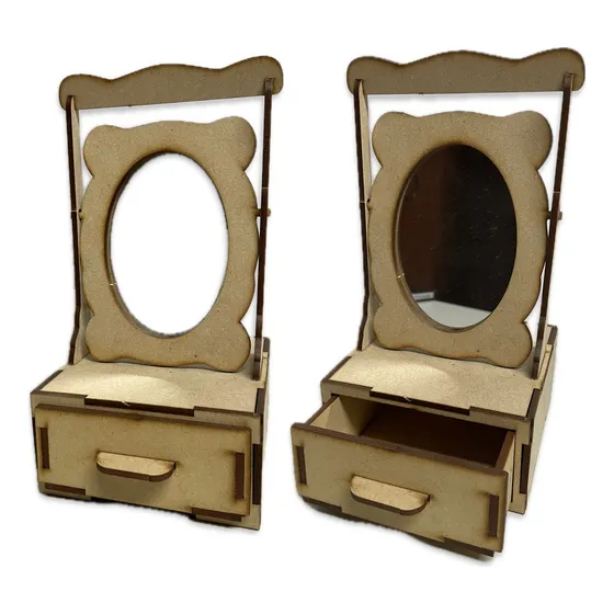 Cajonerita Con Espejo Mini Tocador Fibrofacil P/ Pintar X2u