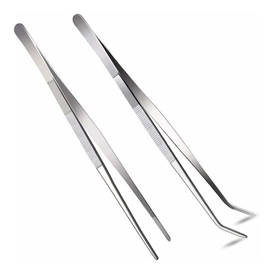 2 Pinza Recta Curvada Acero Inoxidable 12 Largo Juego