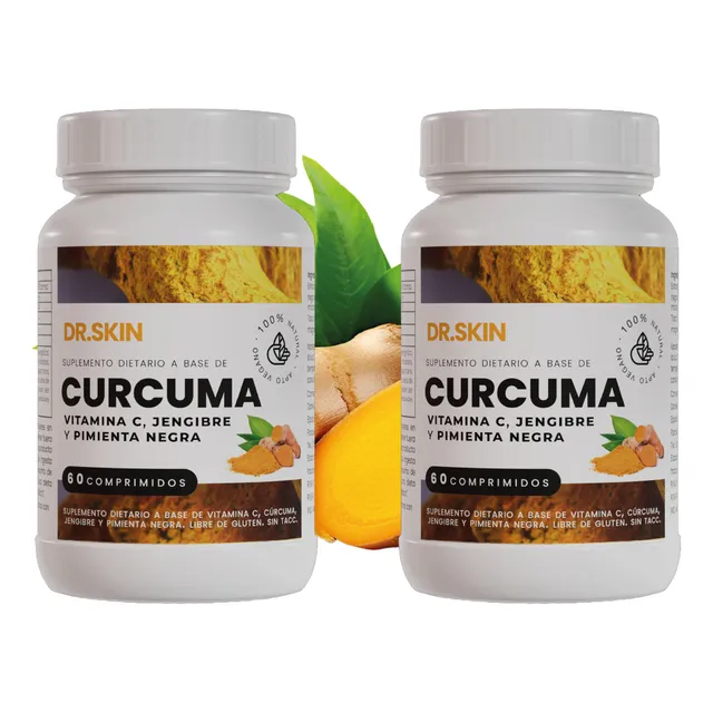Cúrcuma + Jengibre + Pimienta Negra Dr Skin 120 Comprimidos