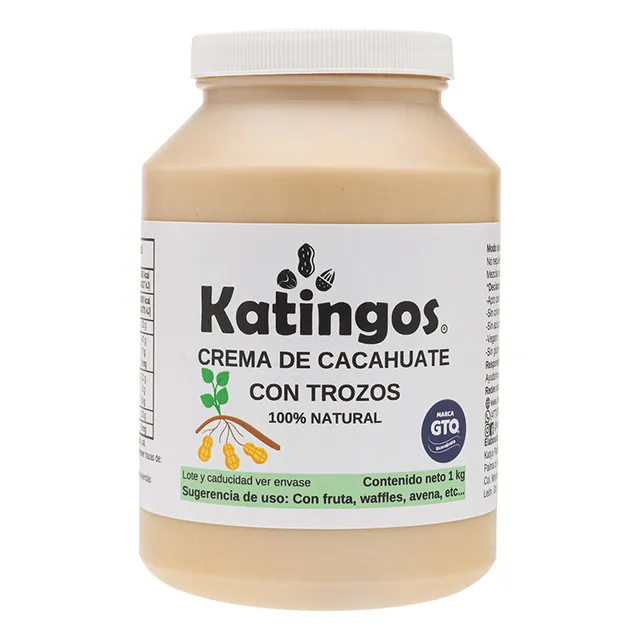 Crema De Cacahuate Crunchy, Natural Y Sin Azúcar, Marca Katingos 1 Kg