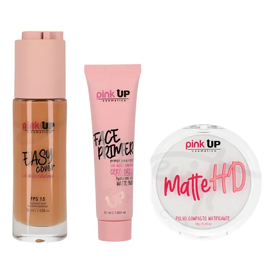 Maquillaje Pink Up Easy Cover + Face Primer + Polvo Matte Hd