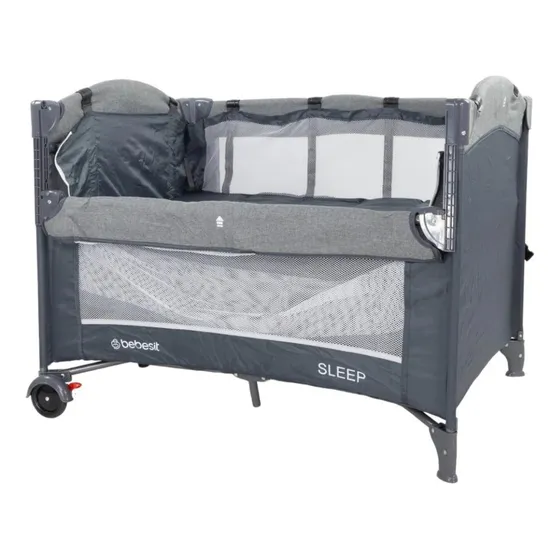 Practicuna Colecho Bebesit Sleep Plegable Color Gris Diseño De La Tela Gris