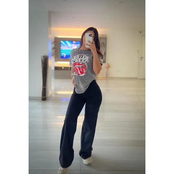 Pantalón Wide Leg Main Denim Negro Mujer