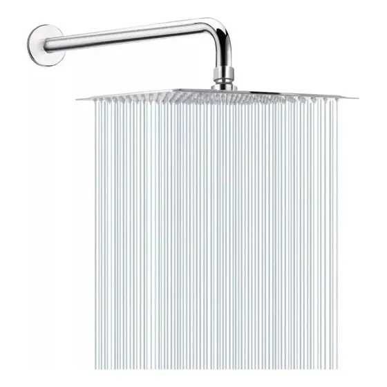 Regadera Cuadrada Cromada 12 Pulgadas Con Brazo De 60 Cm 
