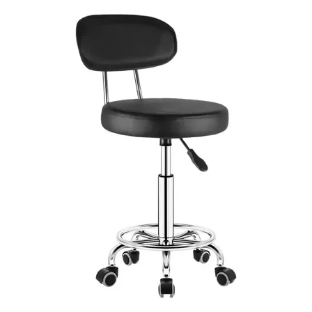 Silla Banco Taburete Giratorio Neumático Ajustable Acojinado Negro Plateada