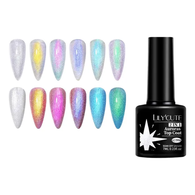 Top Coat Auroras 2 Em 1 Gel Led Uv Lilycute Born Pretty 7ml