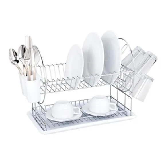 Escurre Platos Seca Platos Cromado Bandeja Cubiertero Blanco