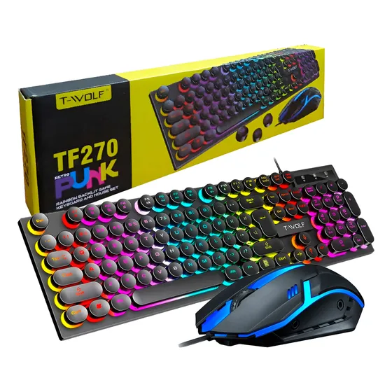 Kit / Combo Teclado Y Mouse Ratón Gaming Luces Wolf Tf-270