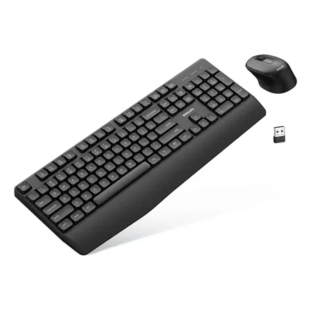 Kit De Teclado E Mouse Sem Fio Philips Spt6348 Computador Com Conexão Bluetooth Com Android Pc Sistema Ios Silencioso Preto