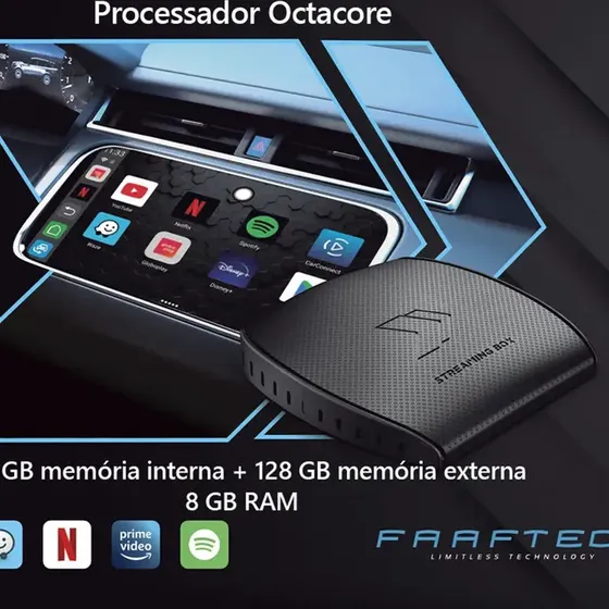 Streaming Box Pro Faaftech 8gb 128gb Carplay Android 13 Preto
