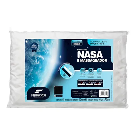 Travesseiro Nasa E Massageador Perfil Baixo Fibrasca Para Fronhas 50x70 Cor Branco