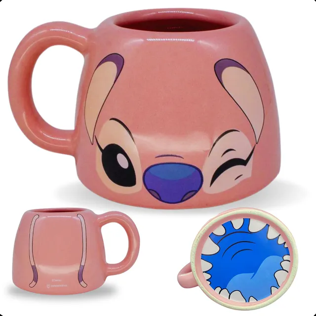Caneca Angel Stitch 3d Disney 450ml Presente Geek Criativo
