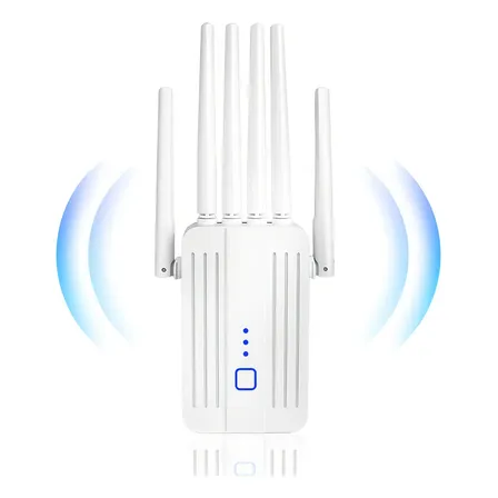Repetidor Wifi Blanco 6 Antenas, 300mbps-foco Repetidor Integrado Con Botones, Cable Y Router. Amplía Rápido La Cobertura Inalámbrica, Ideal Para Navegación, Streaming Y Juegos En Hogares Y Oficinas.