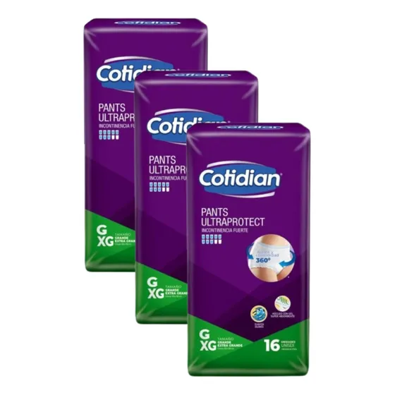 Pants Cotidian Talle G/xg 3 Paquetes, 16 Unid. En Cada Sobre