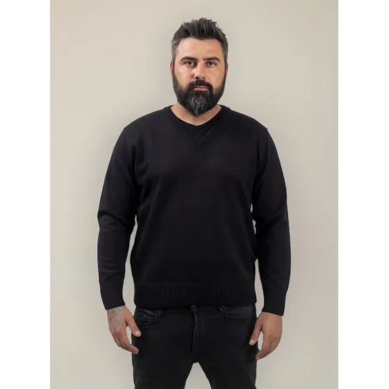 Suéter Em Lã Gola V Azul Escuro Para Personalizar Uniformes