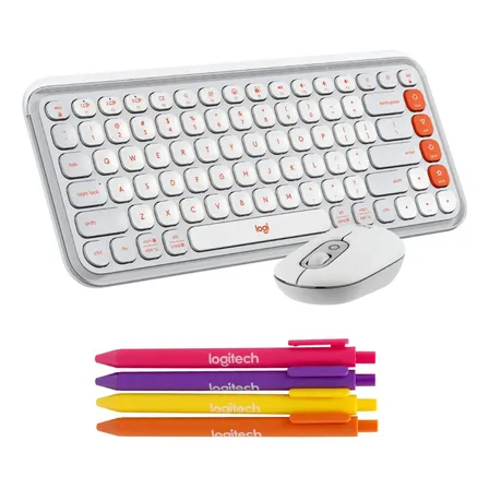 Kit Teclado Y Mouse Logitech Pop Icon Español Blanco+lápices Mouse Blanco Teclado Blanco