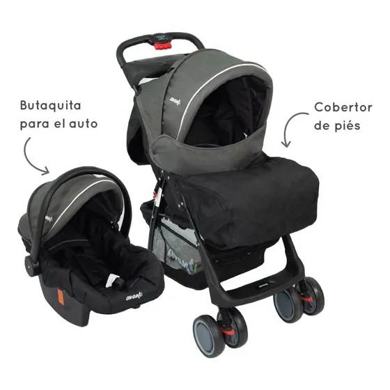 Cochecito Cuna Bebé Travel System Avanti Con Huevito Color Gris