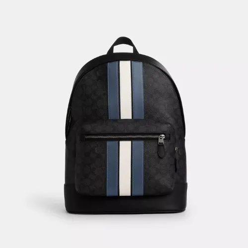 Mochila Escolar Coach Backpack West Backpack Color Negro Diseño Monogram