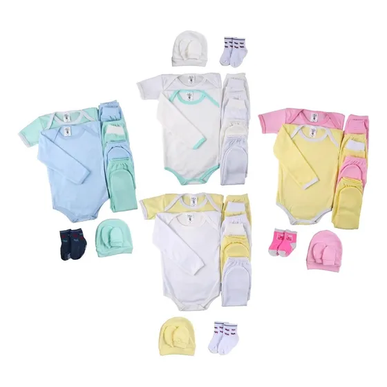 Kit Roupa De Bebe - Ribana (kit C/9) Cores Lisas - Conjunto