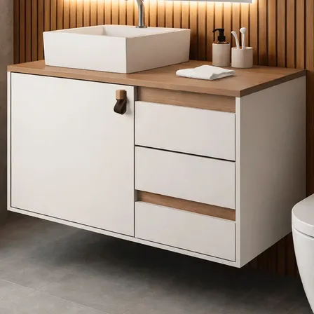 Gabinete Armario De Banheiro 100% Mdf - Formara 80cm Branco Um Furo