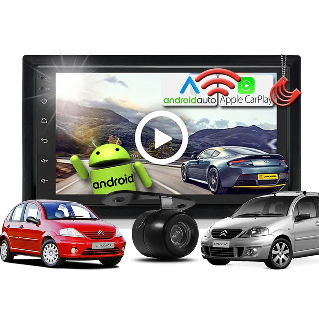 Kit Mp5 Multimídia Android + Câmera + Moldura Citroen C3