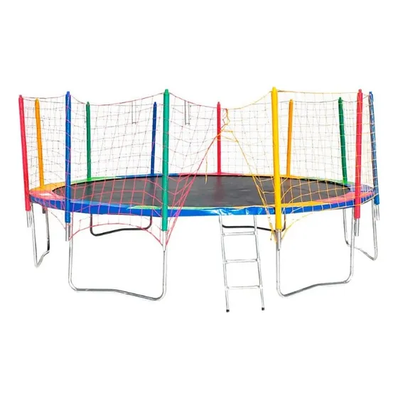 Cama Elástica 4,27m Pula-pula Grande Para Adultos E Crianças Cor da lona de salto Preta Cor da proteção de molas Colorida
