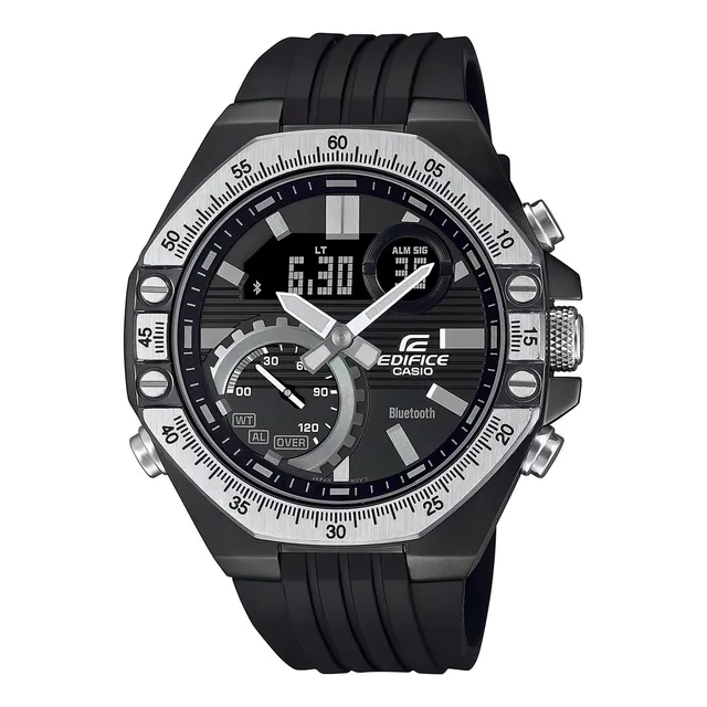 Reloj Hombre Casio Ecb-10tp-1adf Edifice Color De La Correa Negro Color Del Bisel Plateado Color Del Fondo Negro