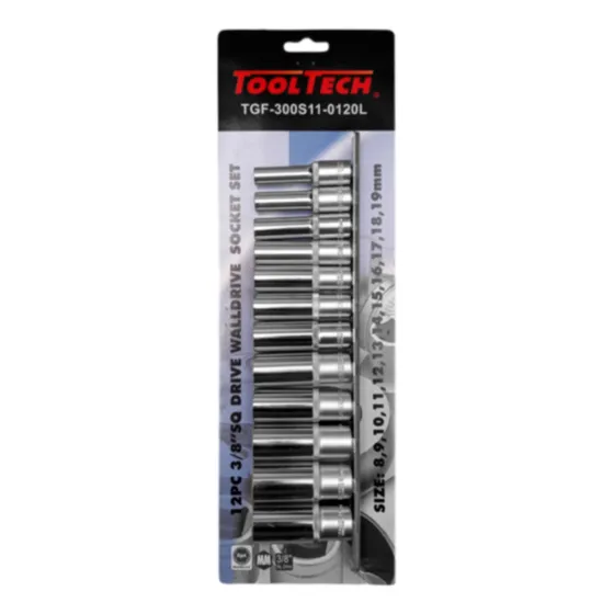 Riel 12 Dados Tubulares 3/8 Hex 8-19mm Tooltech No Stanley