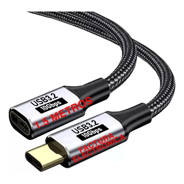 Cable Extension Usb Tipo C Macho Hembra Carga Datos Video
