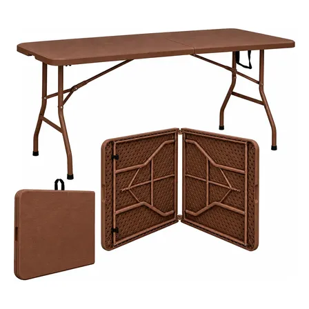 Mesa Dobrável 1,80m X 0,74 Cm Maleta Camping E Pesca Marrom Marrom
