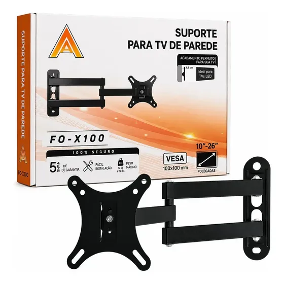 Suporte Articulado para TV e Monitor de 10 a 26" Polegadas com Giro e Vesa 100x100