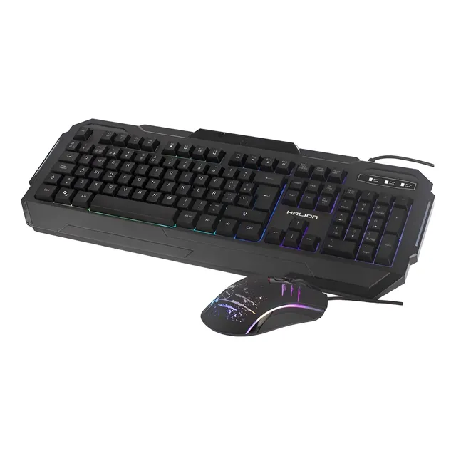 Kit Teclado+mouse Gamer Halion Tornado Ha-818c Rgb Mouse Negro Teclado Negro
