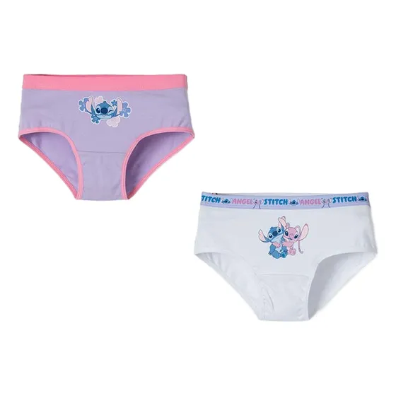 Pack X2  Panties De Stitch Lavanda Y Blanco Para Niña