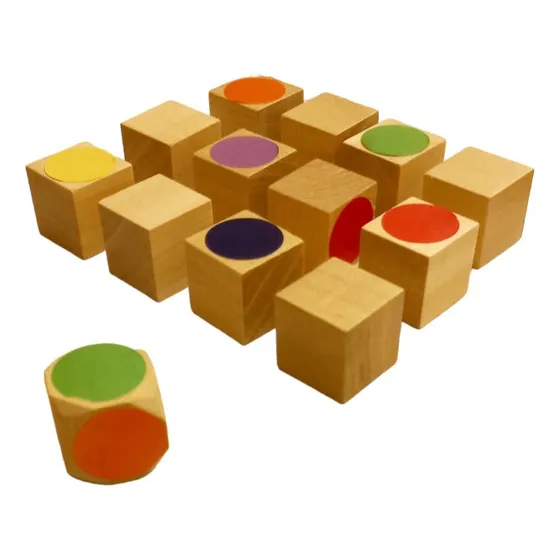 Juego Memoria Cubos Colores 12 Fichas Dado Madera Didactico