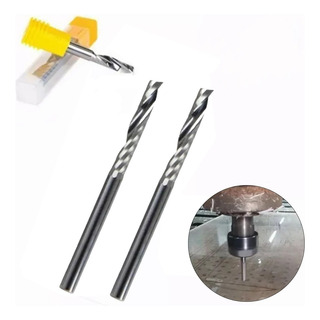 Broca Fresa 1/8 Carburo Aluminio Acrílico Mdf 1 Filo Cnc,2pk Broca Fresa 1/8 Carburo Aluminio Acrílico Mdf 1 Filo Cnc,2pk