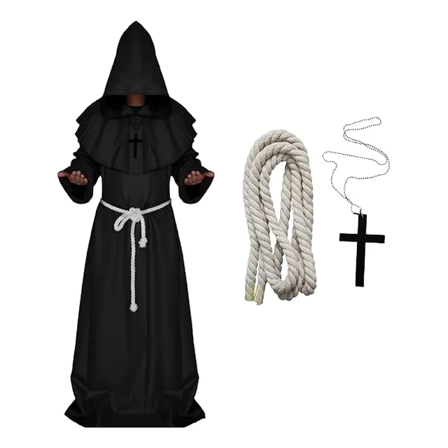 Traje De Monje Cosplay Con Capota Fraile Sacerdote Monje Medieval