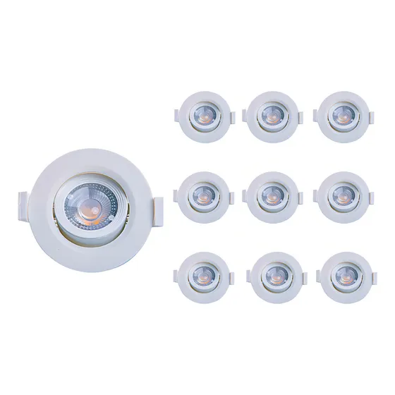 Kit 10 Spot Led Embutir Redondo Dicroica Mr16 5w Taschibra Cor Quente 3000K 127/220V