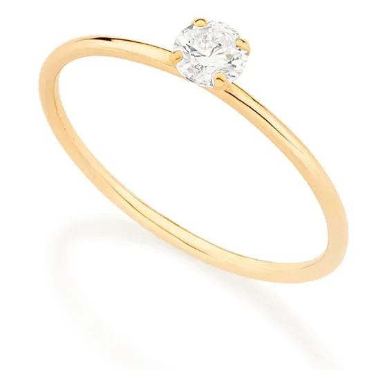 Anel Rommanel Folheado Ouro Solitário Com Zirconia - 513053