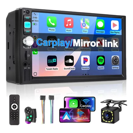 Autoestéreo Hiovz Pantalla Táctil Ips Hd De 7 Pulgadas Estereo De Pantalla Mp5 Estéreo 2din Inalámbrico Carplay Y... Negro-7028